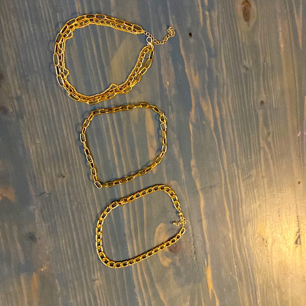 Three used gold chain necklace
